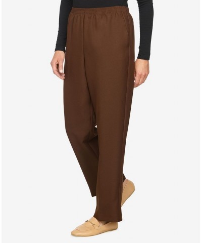 Plus Size Classic Pull-On Straight-Leg Short Length Pants Brown $31.50 Pants