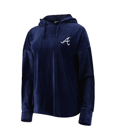 Women's Navy Atlanta Braves End Line Pullover Hoodie Navy $45.89 Sweatshirts