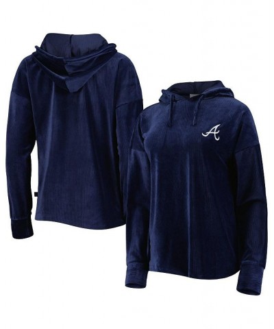 Women's Navy Atlanta Braves End Line Pullover Hoodie Navy $45.89 Sweatshirts