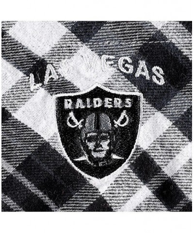 Women's Black Silver Las Vegas Raiders Mainstay Flannel Full-Button Long Sleeve Nightshirt Black $33.14 Pajama