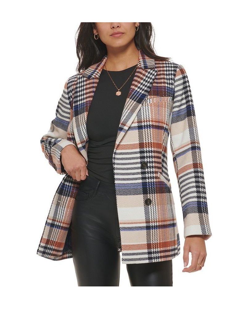 Women's Wool Blend Blazer Rust Plaid $41.00 Jackets