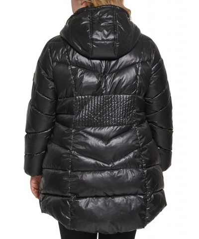 Women's Plus Size Hooded Puffer Coat Black $69.30 Coats