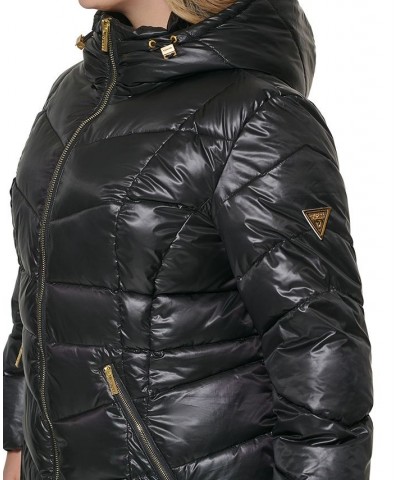 Women's Plus Size Hooded Puffer Coat Black $69.30 Coats