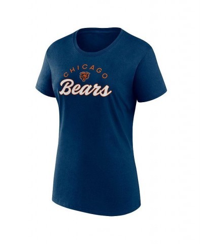 Women's Branded Navy White Chicago Bears Short and Long Sleeve T-shirt Combo Pack Blue $35.39 Tops