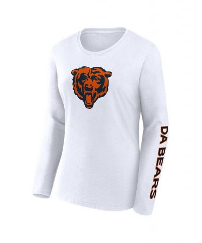 Women's Branded Navy White Chicago Bears Short and Long Sleeve T-shirt Combo Pack Blue $35.39 Tops