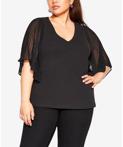 Plus Size Trendy Eliana V-Neck Top Black $41.87 Tops