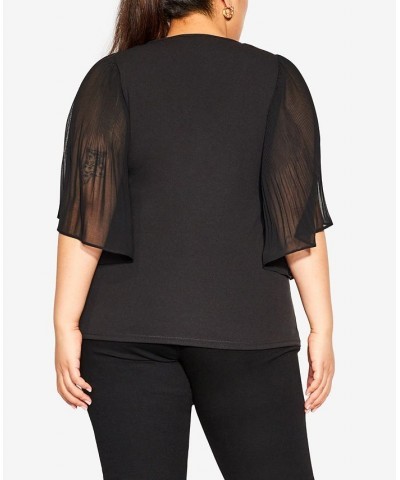 Plus Size Trendy Eliana V-Neck Top Black $41.87 Tops