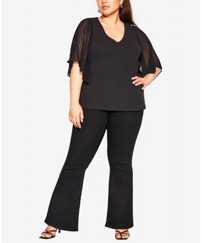 Plus Size Trendy Eliana V-Neck Top Black $41.87 Tops