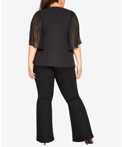 Plus Size Trendy Eliana V-Neck Top Black $41.87 Tops