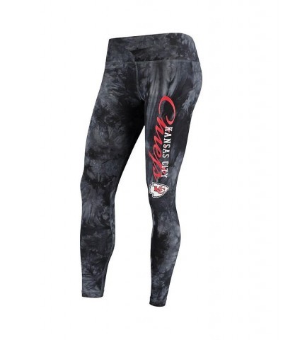 Women's Black Kansas City Chiefs Burst Tie-Dye Leggings Black $26.49 Pants