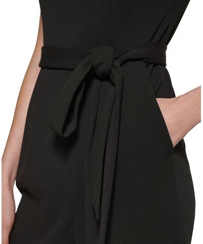 Women's Tie-Waist Tulip-Sleeve Jumpsuit Black $31.08 Pants