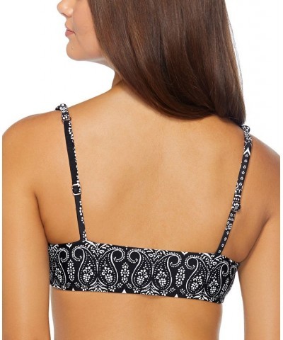 Juniors' Seashell Printed Tie-Front Bikini Top Black/White $31.36 Swimsuits