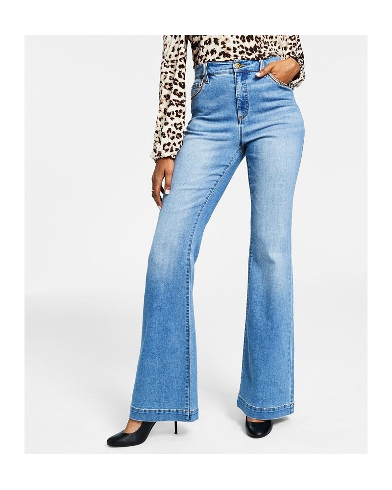 Women's High-Rise Chain-Trim Jeans Medium Indigo $28.47 Jeans