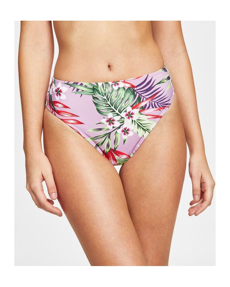Juniors' Printed High-Waist Bikini Bottoms Tropicali Dusty Violet $17.09 Swimsuits