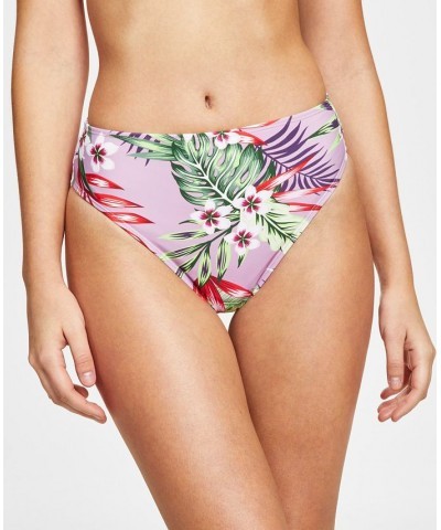 Juniors' Printed High-Waist Bikini Bottoms Tropicali Dusty Violet $17.09 Swimsuits