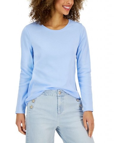 Women's Pima Cotton Long-Sleeve Top Open Air $11.75 Tops