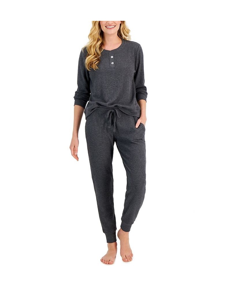Thermal Henley Pajama Set Gray $15.12 Sleepwear