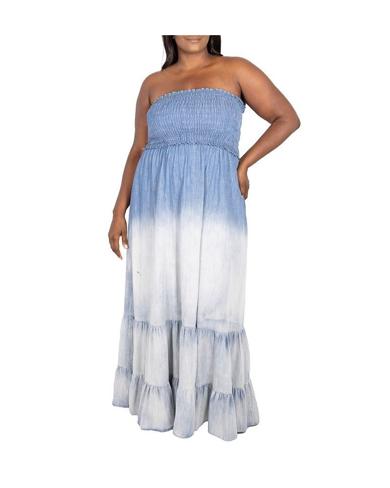 Plus Size Strapless Denim Ombre Dress Blue Denim $92.61 Dresses