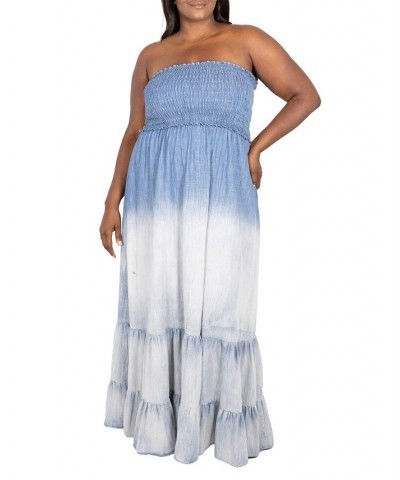 Plus Size Strapless Denim Ombre Dress Blue Denim $92.61 Dresses