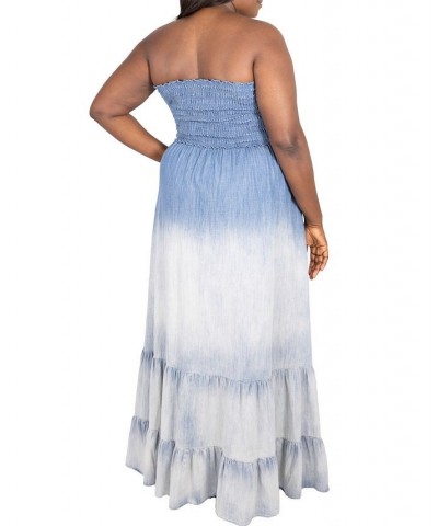 Plus Size Strapless Denim Ombre Dress Blue Denim $92.61 Dresses