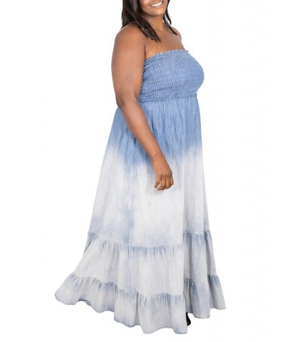 Plus Size Strapless Denim Ombre Dress Blue Denim $92.61 Dresses