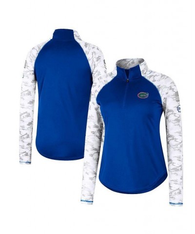 Women's Royal Florida Gators OHT Military-Inspired Appreciation Flash Arctic Camo Raglan Quarter-Zip Jacket Royal $28.59 Jackets