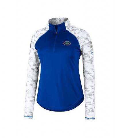 Women's Royal Florida Gators OHT Military-Inspired Appreciation Flash Arctic Camo Raglan Quarter-Zip Jacket Royal $28.59 Jackets