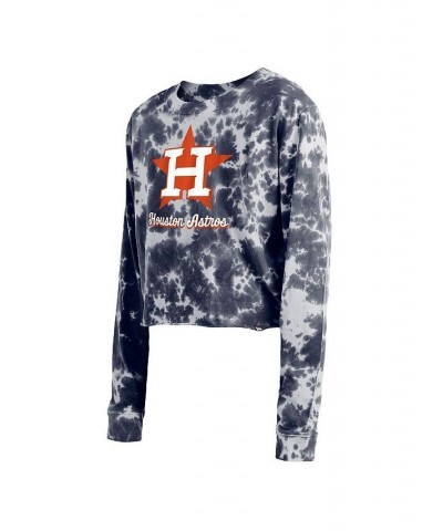 Women's Navy Houston Astros Tie-Dye Cropped Long Sleeve T-shirt Navy $28.07 Tops