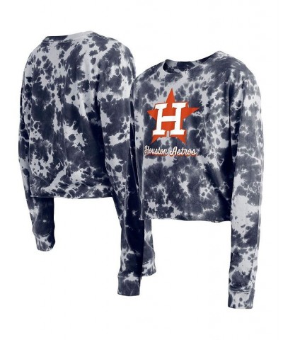 Women's Navy Houston Astros Tie-Dye Cropped Long Sleeve T-shirt Navy $28.07 Tops