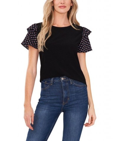 Women's Mixed Media Top Rich Black $20.80 Tops