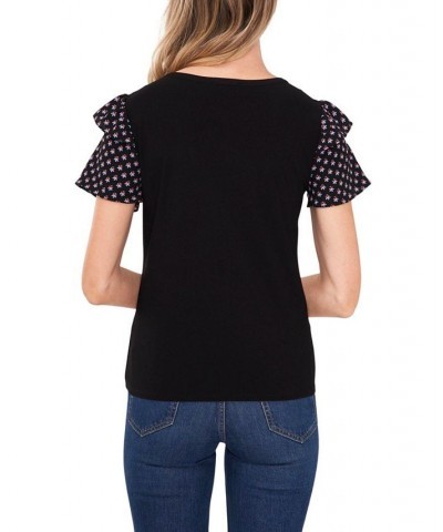 Women's Mixed Media Top Rich Black $20.80 Tops