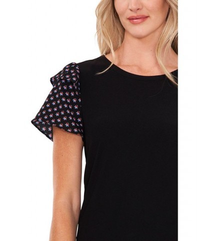 Women's Mixed Media Top Rich Black $20.80 Tops