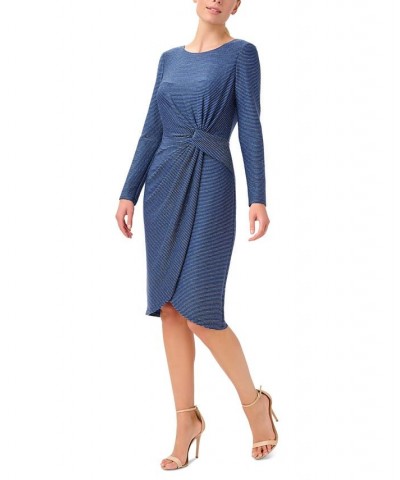 Metallic Long-Sleeve Sheath Dress Blue $55.13 Dresses