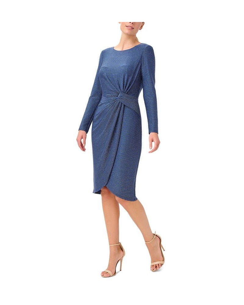 Metallic Long-Sleeve Sheath Dress Blue $55.13 Dresses
