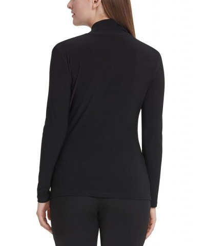 Petite Surplice Top Black $35.88 Tops