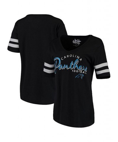 Women's Black Carolina Panthers Triple Play V-Neck T-shirt Black $19.36 Tops