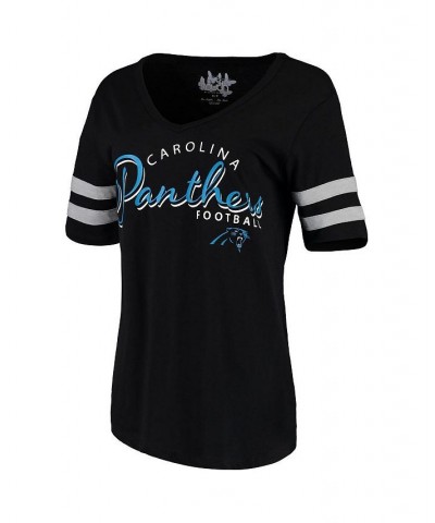 Women's Black Carolina Panthers Triple Play V-Neck T-shirt Black $19.36 Tops