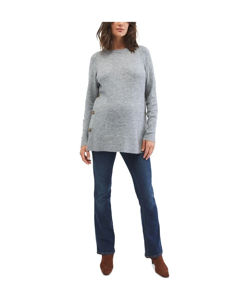 Crewneck Tunic Maternity Sweater Med Heather Grey $20.39 Sweaters