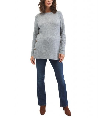 Crewneck Tunic Maternity Sweater Med Heather Grey $20.39 Sweaters