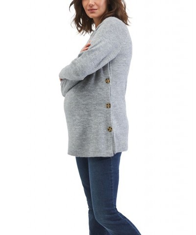 Crewneck Tunic Maternity Sweater Med Heather Grey $20.39 Sweaters