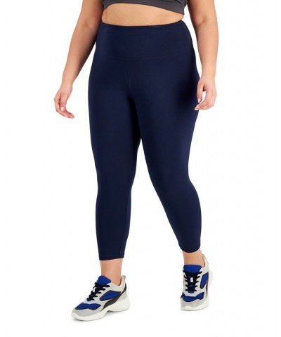 Plus Size High Rise Capri Leggings Blue $9.90 Pants