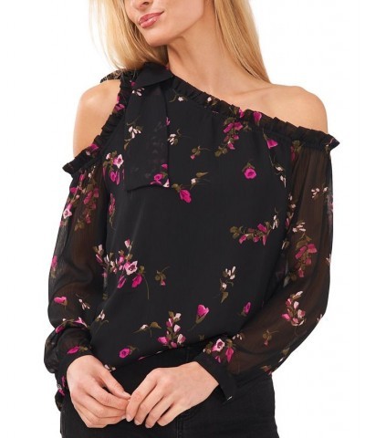 Women's Cold-Shoulder Bow Blouse Rich Black $53.46 Tops