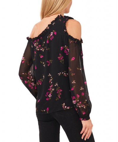 Women's Cold-Shoulder Bow Blouse Rich Black $53.46 Tops