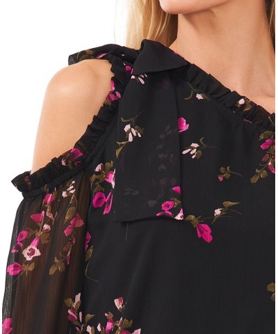 Women's Cold-Shoulder Bow Blouse Rich Black $53.46 Tops