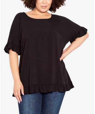 Plus Size Rivka Frill Scoop Neck Top Black $28.29 Tops