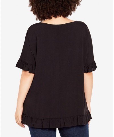 Plus Size Rivka Frill Scoop Neck Top Black $28.29 Tops