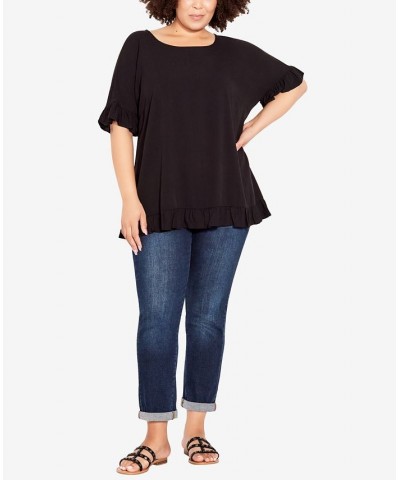 Plus Size Rivka Frill Scoop Neck Top Black $28.29 Tops