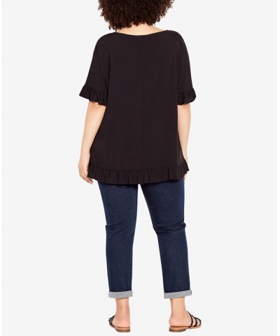 Plus Size Rivka Frill Scoop Neck Top Black $28.29 Tops