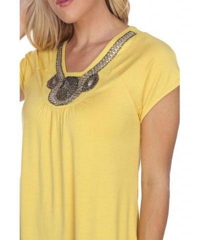 Women's Fenella Embellished Tunic top Yellow $28.09 Tops