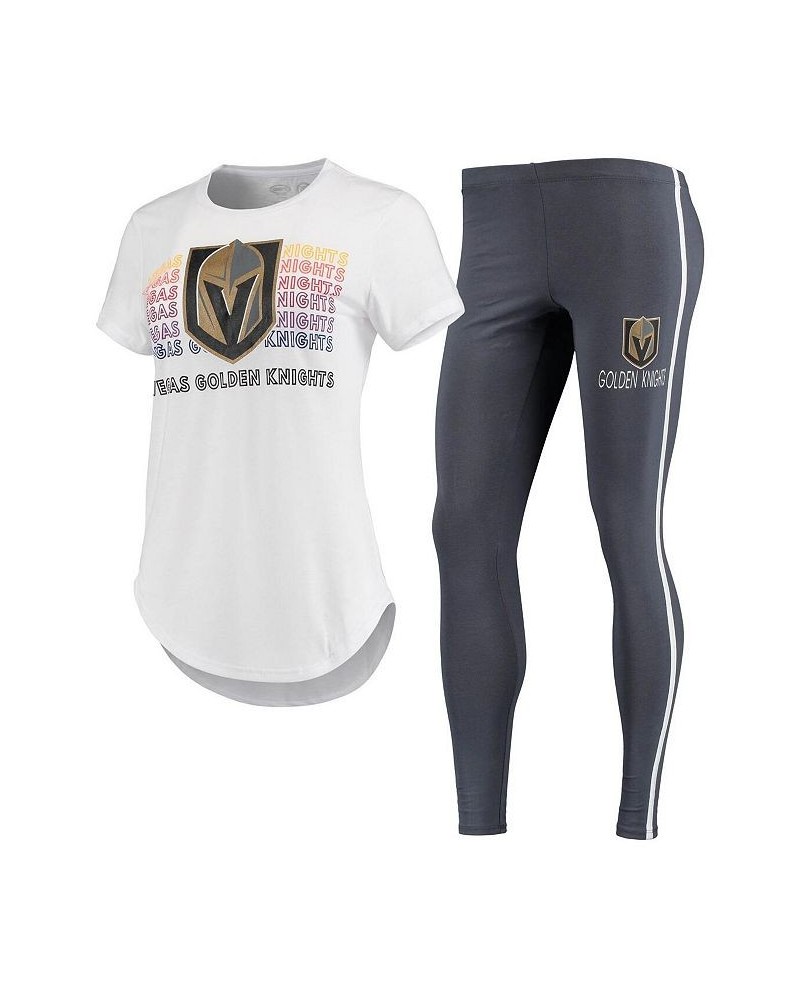 Women's White Charcoal Vegas Golden Knights Sonata T-shirt and Leggings Set White, Charcoal $34.44 Pajama